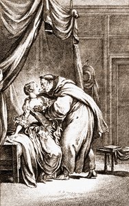 Un prete che accosta una donna