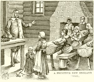 Una scuola primitiva del New England da English School