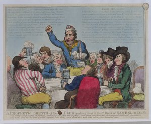 Uno Schizzo Profetico del Club come Descritto nel 1° Libro di Samuele, 22 Ch, 2 Ve, pub. da S.W. Fores, 1799 (incisione colorata) da English School