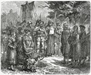 Un cavaliere rapinatore che esige tributi, 1882 da English School