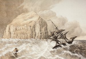 Un naufragio contro il Bass Rock, Firth of Forth, da 