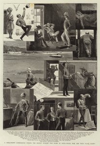 Esperienze di un subalterno durante il recente allarme di guerra russo in India, Pace, Guerra e poi di nuovo Pace! (incisione) da English School