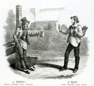 Una cosa! Che beve e fuma; Un uomo! Che pensa e agisce, XIX secolo da English School