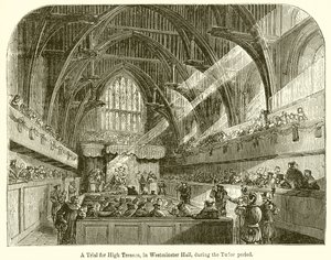 Un Processo per Alto Tradimento, nella Sala di Westminster, durante il periodo Tudor da English School