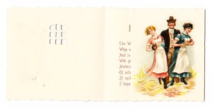 Una Cartolina di Auguri Vittoriana di un Gentiluomo con Due Cameriere, circa 1880