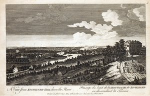 Una vista da Richmond Hill lungo il fiume, stampata per Robert Sayer Map e Printseller, Fleet Street da English School