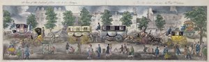 Veduta dei Boulevards di Parigi con le nuove carrozze, 1828 da English School