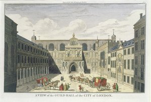 Veduta della Guild Hall della Città di Londra, da The History of London, fine XVIII secolo
