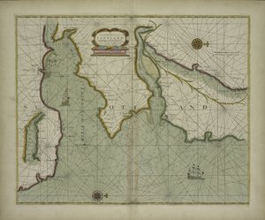 Carta della costa orientale della Scozia da un atlante marino contenente una descrizione idrografica della maggior parte delle coste conosciute del mondo di Samuel Thornton, 1707 (stampa colorata a mano) da English School