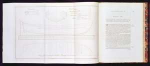 Una copia del disegno da cui fu costruito il lancio del Bounty, da A Voyage to the South Sea, di William Bligh (1754-1817), inciso da Mackenzie, pubblicato 1792