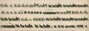 Vista corretta del corteo funebre della defunta Sua Maestà la Regina Carolina mentre passava per la Città di Londra il 14 agosto 1821 da English School