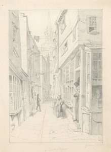 Un cortile o passaggio vicino alla chiesa di St Martins, Londra, luglio 1828 da English School