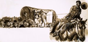 Un cowboy viene legato da un lazo mentre cavalca via da English School