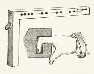 Un pillory per le dita, usato nel XV secolo, da 