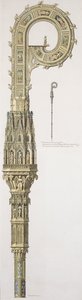 Elevazione geometrica del pastorale di William of Wykeham (c.1320-1404) pubblicata nel 1785 da English School