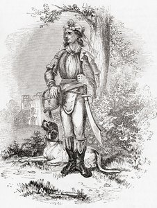 Un grande falconiere, da Old England: A Pictorial Museum, pub. 1847 da English School