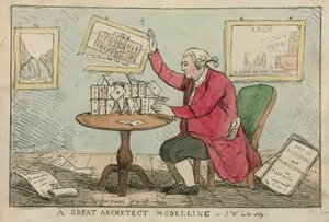 Un grande architetto che modella - caricatura di Sir William Chambers, architetto di Somerset House da English School