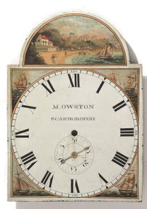 Quadrante di un orologio a pendolo dipinto tardo George III o Regency, c.1810