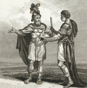 Un incontro tra Scipione e Annibale (incisione) da English School