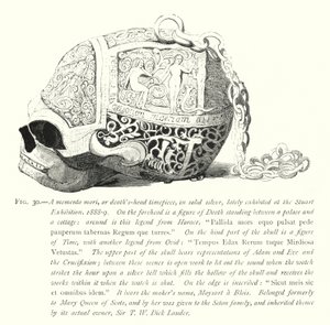Un memento mori, o orologio a forma di teschio, in argento massiccio, recentemente esposto alla Mostra Stuart