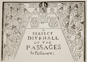 Titolo di giornale, XVII secolo, illustrazione da Hutchinsons Story of the British Nation