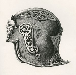 Un sallet, noto anche come salade o schaller, elmo da guerra, A.D. 1450, da L
