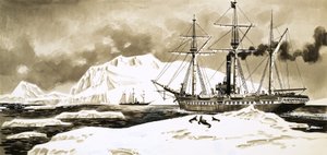 Una nave a vapore tra i ghiacciai dell