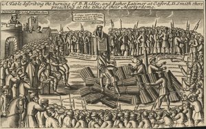 Una tavola che descrive il rogo del vescovo Ridley e del padre Latimer a Oxford da English School