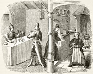 Una tipica sala da pranzo e cucina del XV secolo, da 