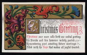 Un verso con motivo a pergamena floreale, biglietto di auguri di Natale