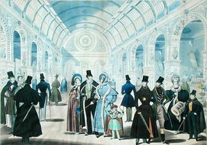 Una vista del Pantheon, Oxford Street, Londra, che raffigura le mode invernali da novembre 1834 ad aprile 1835, pubblicato da B.Read & Co. da English School