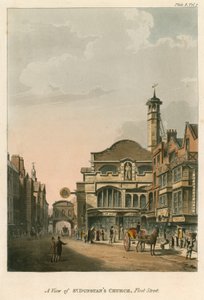 Vista della chiesa di St Dunstans, Fleet Street, Londra da English School