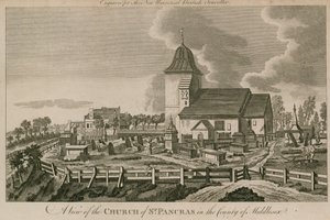 Veduta della Chiesa di St Pancras, Londra, nella contea di Middlesex