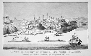 Veduta della città di Quebec nella Nuova Francia in America da English School