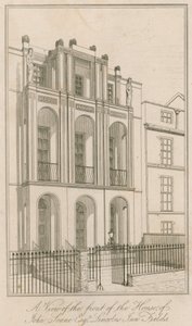Vista della facciata della casa di John Soane Esq, Lincolns Inn Fields, Londra da English School