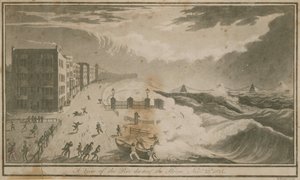 Veduta del molo durante la tempesta a Brighton