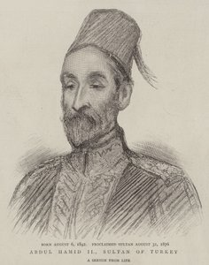 Abdul Hamid II, sultano della Turchia (incisione) da English School