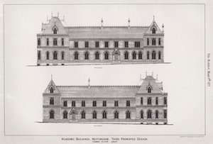 Edifici Accademici, Nottingham, Terzo Progetto Premiato (incisione) da English School