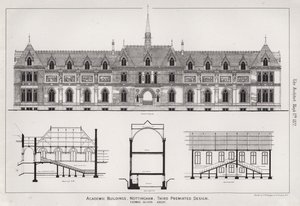 Edifici Accademici, Nottingham, Terzo Progetto Premiato (incisione)