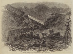 Incidente sulla ferrovia Canada Great Western, vicino a Dundas (incisione) da English School