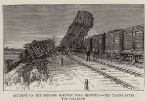 Incidente sulla Midland Railway vicino a Sheffield, i treni dopo la collisione da English School