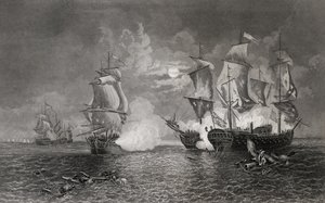 Azione tra Bonhomme Richard e il Serapis, 23 settembre 1779 (incisione) da English School