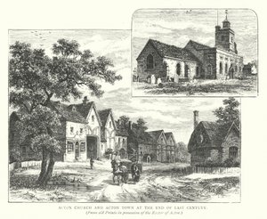 La chiesa e la città di Acton alla fine del secolo scorso (incisione) da English School