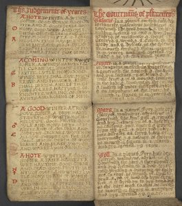 da Almanacco, contenente tabella delle lettere dominicali e numeri d