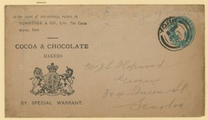 Etichetta di indirizzo da Rowntree & Co, The Cocoa Works, York
