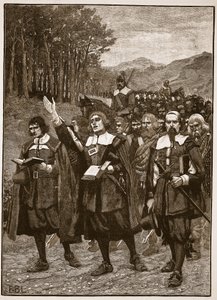 Avanzata dei Covenanters oltre il confine in Inghilterra, illustrazione da Cassells Illustrated History of England da English School