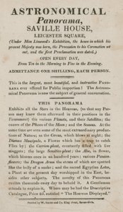 Pubblicità per il Panorama Astronomico, Saville House, Leicester Square, Londra