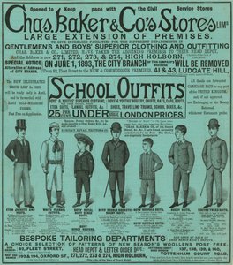 Pubblicità per i negozi Chas Baker & Co