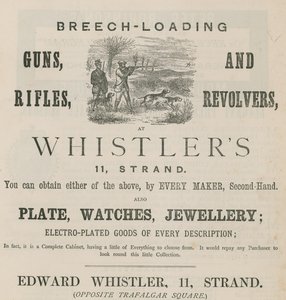 Pubblicità per Edward Whistler, 11 Strand, Londra da English School