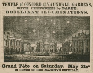 Pubblicità per la Grand Fete al Tempio della Concordia, Vauxhall Gardens